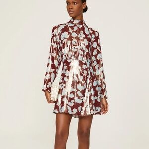 NWT Tanya Taylor Hannah Floral Silk Lame Dress - Sz 8